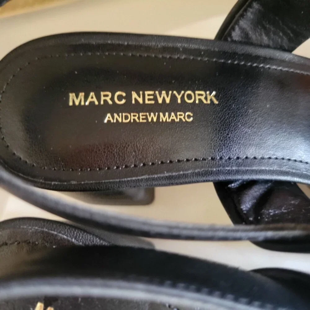 Marc New York Andrew Marc Black Block SERENA Platform Heeled Sandals 6M